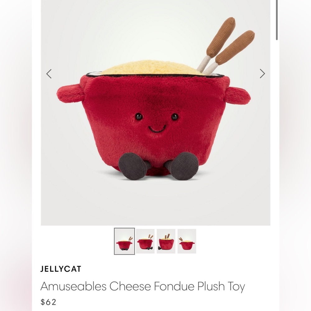 Jellycat Amuseables Cheese Fondue Plush Toy - Red and Brown